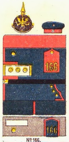 Farbschema_der_Uniform,_Infanterie-Regiment_Nr._166,_Die_Uniformen_der_deutschen_Armee,_Ruhl,_Tafel_8